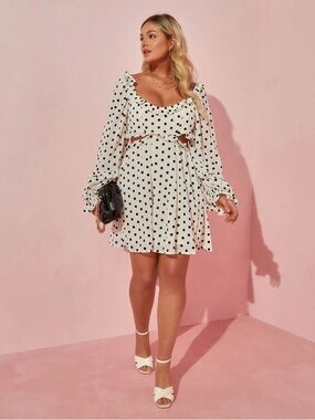 Dee Elly Polka Dot Cutout Mini Dress Size Small NWT Condition